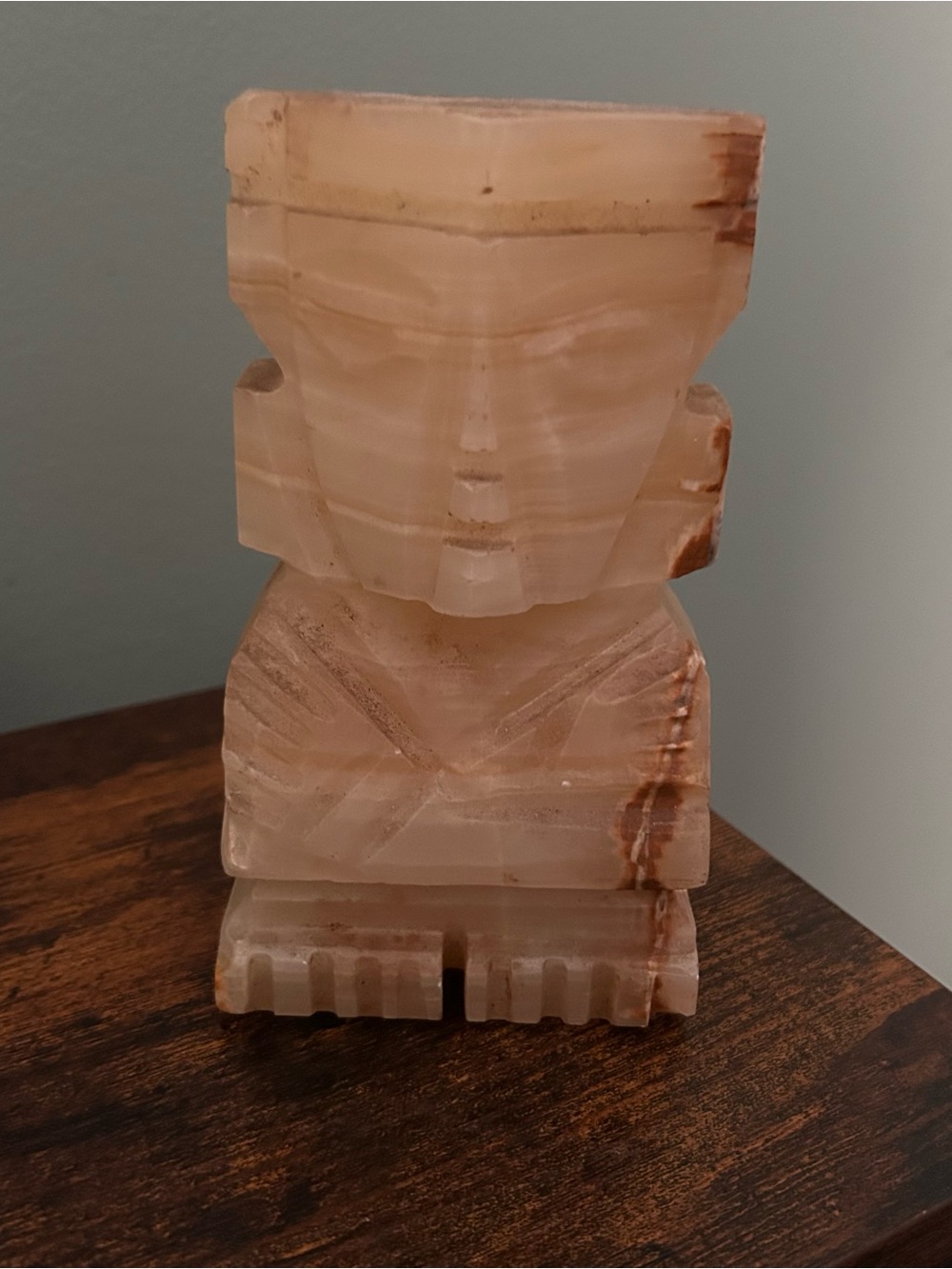Vintage Onyx Stone Carved Aztec Mayan God Figurine 6.375" Tall
